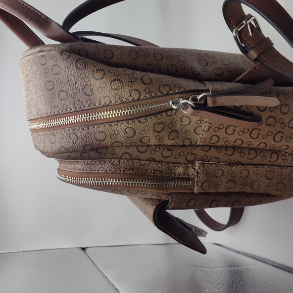 Guess backpack lighter brown with darker brown g\'s lots of space inside main image 4